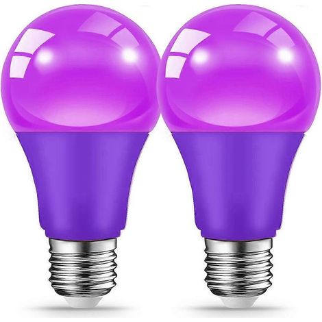 2er-Pack nicht dimmbare, violette 9-W-LED-Lampen mit E27-Sockel für Partybeleuchtung und Innendekoration (1/5)