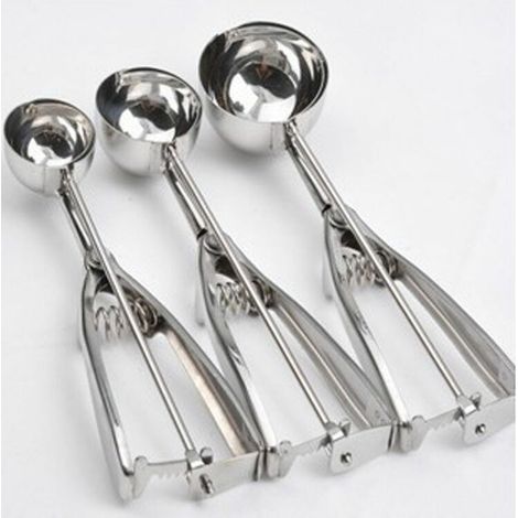 Cuillère à Glace, 3 Pcs Boules Cuillère à Crème Glacée Réutilisable Ice Cream Scoop en Acier 304 Inoxydable avec Renforcer Cuillères Sphériques pour Cookies Servir Glace Sorbets (1/5)