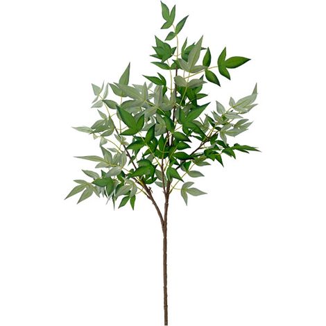 Branche de feuille artificielle, tige de verdure décorative, plante en tissu de soie, fil de fer, vert clair (1/5)