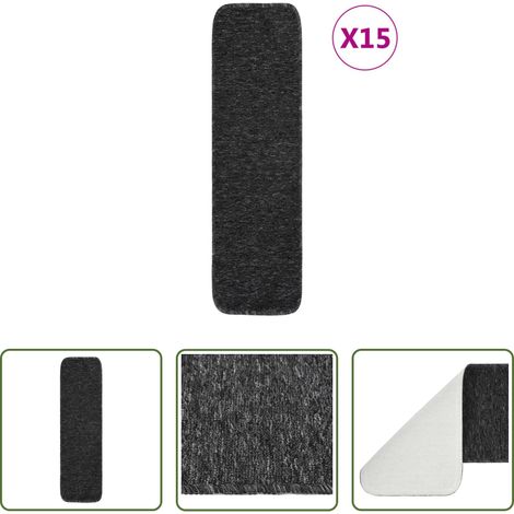 Tapis anti-dérapant -  Tapis d'escalier 15 pcs 75x20 cm Anthracite Rectangulaire (1/5)