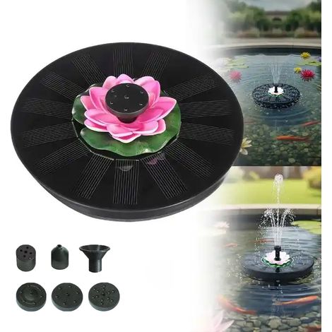 BOMCLAP Fontaine Solaire Flottante pour Bassin d'Oiseaux - Pompe à Eau Solaire avec Jets pour Jardin, Piscine  Fontaine Lotus,φ16cm (1/5)