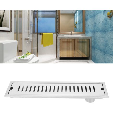 [Rejilla de suelo] Rejilla rectangular de acero inoxidable, 40 cm de grosor, gran capacidad, a prueba de olores, para montaje lateral en el baño. (1/5)