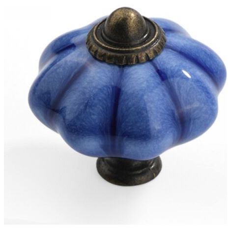 Pomelli per mobili in ceramica KZQ, confezione da 6, pomelli per cassetti eleganti, maniglie per mobili da cucina in stile zucca antica, pomelli per porte di mobili rotondi, blu (1/4)