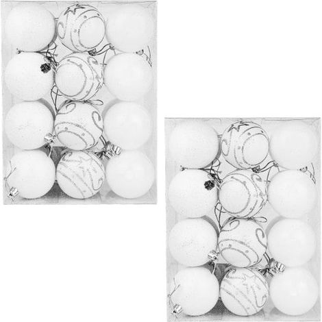 48 Boules de Noël Blanches pour décorer votre sapin de Noël (1/5)