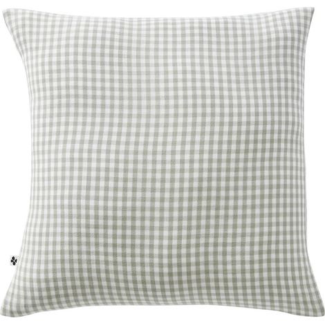 JOEL - Taie d'Oreiller 60x60cm Gaze de Coton Vichy Coloris Eucalyptus (1/2)