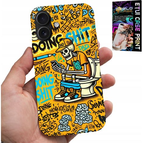Funda para iPhone 16 Plus: esqueleto defecando en el inodoro. (1/5)