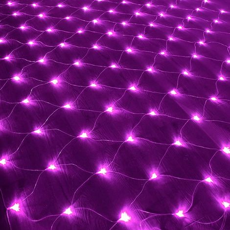Guirlande Lumineuse En Maille - 96 LED Violettes - 1,5 x 1,5 m - 8 Modes - Étanche - Pour Décoration Extérieure Noël Halloween Jardin - 1 Pièce (1/5)