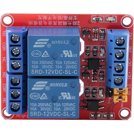Module relais à 2 canaux avec isolation par optocoupleur, déclenchement de niveau haut et bas (12 V) (1/4)