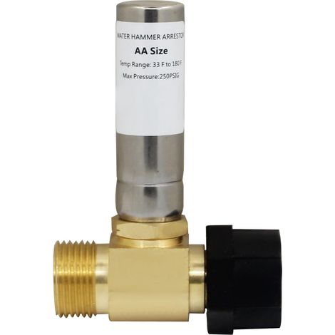 Amortisseur de coup de bélier anti bélier lavabo pour robinet cuisine toilette pompe compteur d'eau en acier inoxydable soupape vanne anti-coup plomberie tuyauterie (7/8"Filetage NPS) (1/5)