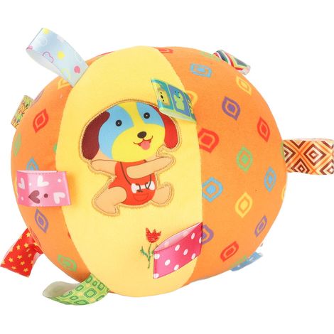 Hundefußball, bissfestes Zahnreinigungsspielzeug, interaktiver Ball mit Riemen, orangefarbenes Welpendesign (1/5)