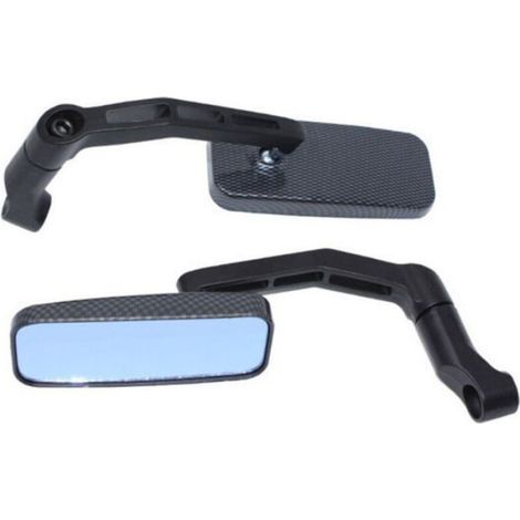 Rétroviseur Moto - Aluminium - Verre Bleu - Tige Carrée Courbée - Motif Serpent - 2x Vis 10 mm + 2x Vis 8 mm (1/4)
