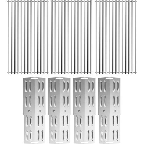 Grille de barbecue et couvercle de brûleur de rechange pour barbecue à gaz Burnhard Big Fred, Taino, Tepro 3662, Chicago 4, 41,5 x 70,5 cm, en acier inoxydable et distributeur de flamme