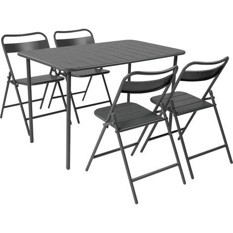 sweeek - Gartentisch aus Stahl + 4 Stühle