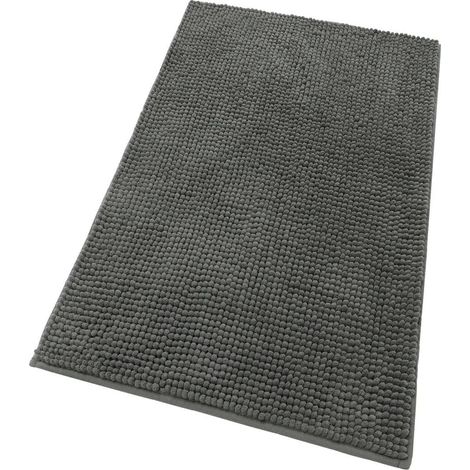 Tappeto Bagno Confortevole Scendiletto Morbido Antiscivolo Camera Letto Pelo Lungo Grigio Scuro - 50x80 cm
