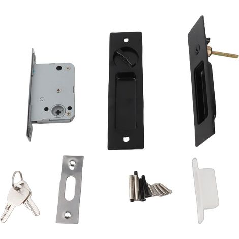 Serrure à mortaise pour porte coulissante, loquet poignée (1/5)