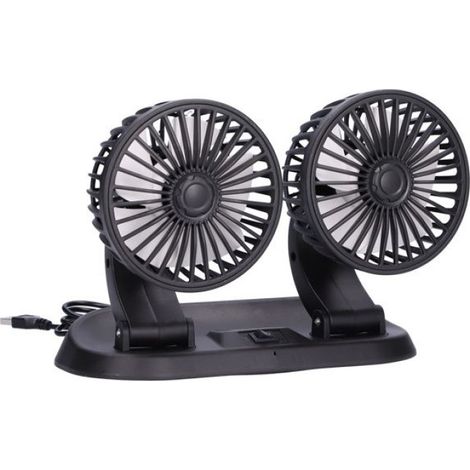 Ventilateur - - Rotatif 360° - Double tête - 5 pales - Alimentation USB (1/5)