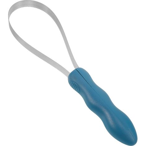 Brosse en Acier Inoxydable pour Cheval Dents Dentelées, Outil Portable pour Enlever Poils et Soulager Démangeaisons, Manche Pvc Bleu Confortable (1/5)
