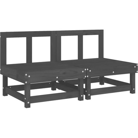 Maison Exclusive - Garten-Mittelsofas 2 Stk. Grau Massivholz Kief