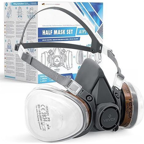 Kit masque de protection respiratoire avec filtre A1P2 ou ABEK1P2 - masque à gaz - masque de peintre - masque anti-poussière (1/5)