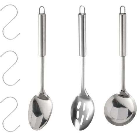 3 Pièces Cuillères de Cuisine en Acier Inoxydable Cuillèr à Fentes Cuiller à Soupe Cuillere de Service Inox Cuillere en Ustensiles Cuisine avec 3 Crochets Pour Mélange Tourner Service (1/5)