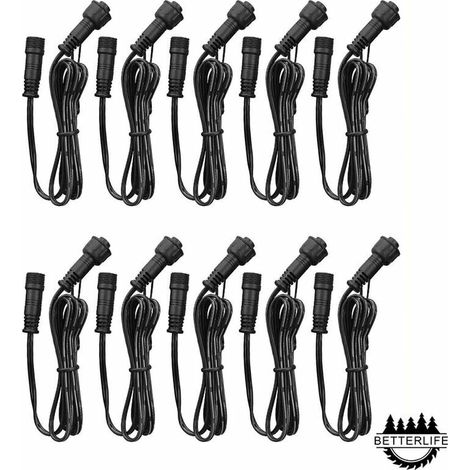 Lot de 10 câbles d'extension pour projecteurs LED étanches IP67 1 m/3,3 pieds 2 broches connecteurs mâle et femelle (1/4)
