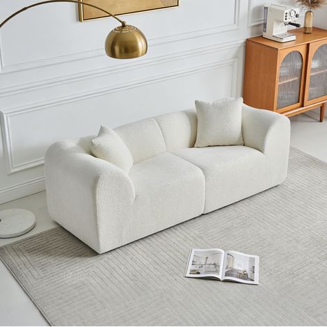 Canapé 2 places Samt Beige 193x87x67 cm mit 2 Kissen, platzsparendes Sofa (1/5)