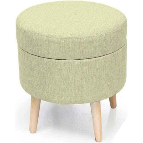 POUF CONTENITORE SEDUTA IN VELLUTO E GAMBE IN LEGNO 37 X H40 CM COLORE CREMA
