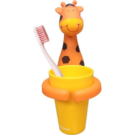 Porte-brosse à dents mural pour dentifrice avec tasse Accessoire de salle de bain pour enfants garçons filles (girafe) (1/5)