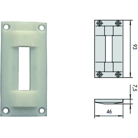 Contropiastra in nylon 06062 - mm.46x93 spessore mm.7,5 (06062) - 5 pz