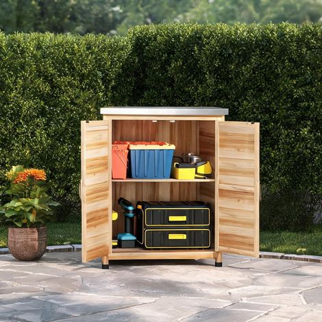Meuble de jardin avec étagère et plan de travail en bois (1/5)