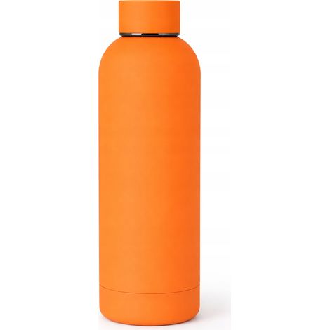 Botella térmica de acero de 500 ml para bebidas frías y calientes, color naranja. (1/5)