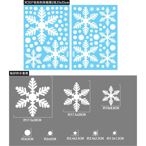 Autocollants statiques flocons de neige de Noël, autocollants décoratifs de Noël pour vitres, décorations de fenêtre pour le Nouvel An, autocollants flocons de neige dorés et argentés pour fenêtres.