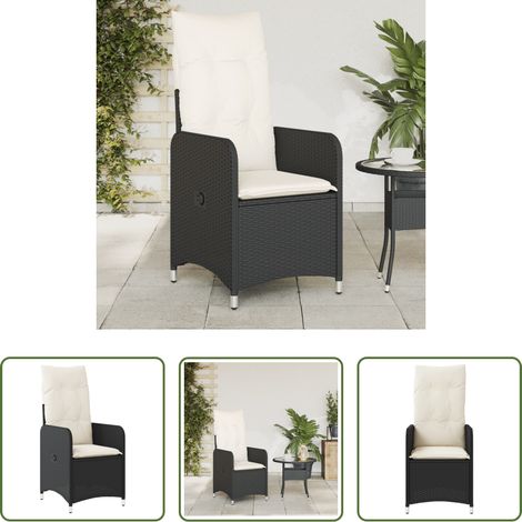 Gartensessel -  Gartensessel Verstellbar mit Kissen Schwarz Poly Rattan (1/5)