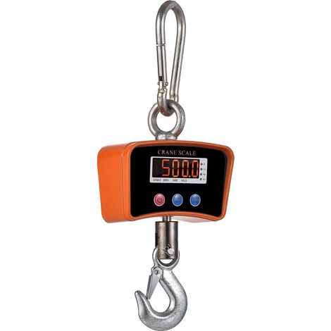 500 kg / 1102 lbs Tragbare LED-Digitalwaage zum Aufhängen an Hebekranen, 1500 mAh Akku, wiederaufladbar, industrietauglich