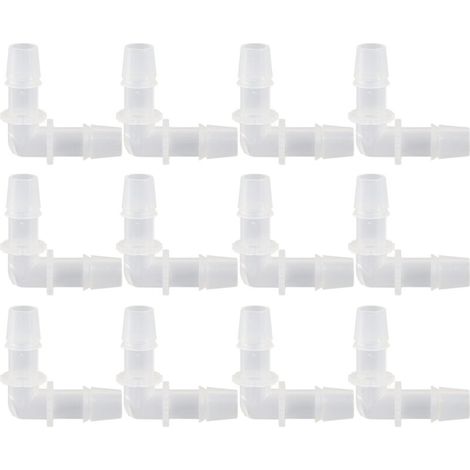 Raccord coudé en plastique 11,1 mm PP - Lot de 12 pour tuyau silicone aquarium et laboratoire (1/5)