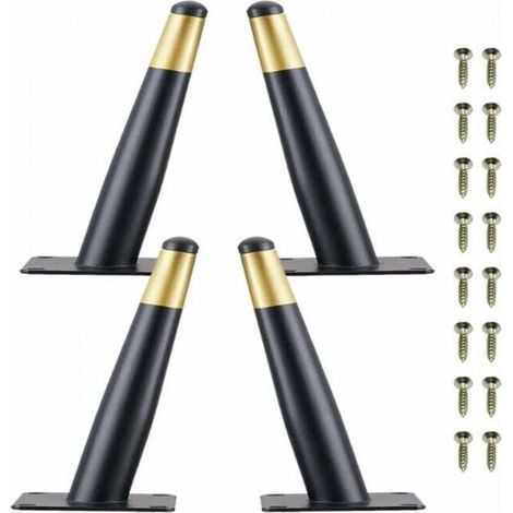 Set of 4 Black and Gold Furniture Legs 10cm Metal Table Chair Legs with Non-Slip Silent Base MUMU (1/4)