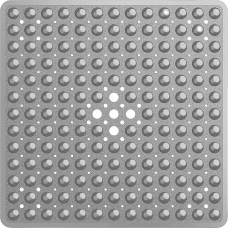 Tapis de Douche, Design Antidérapant, Texture Douce en Galets, 53x53cm-f, Gris uni (1/2)
