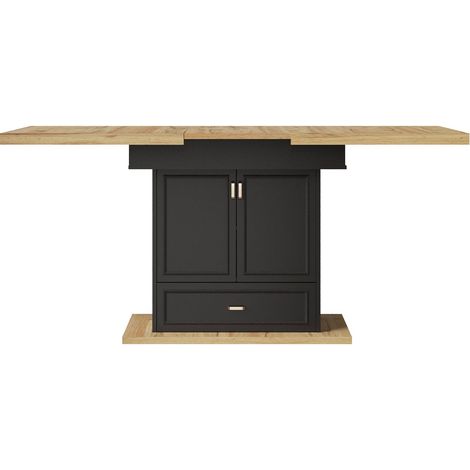Table extensible 110-140 cm table de cuisine 6 personnes aspect bois plateau extensible (1/5)