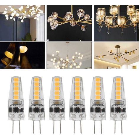 Lot de 10 ampoules LED G4 2W à culot bipolaire, dimmables, pour lustre, plafonnier ou lampe de table, blanc chaud 3000K, 12-24V CA (1/5)