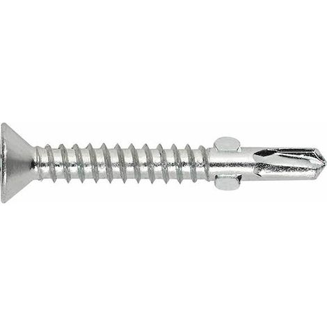 Vis autoperforante con punta de taladro de 2 aletas - Cabeza avellanada - Ranura PH - Zincada 4,8 x 32 - Caja de 500