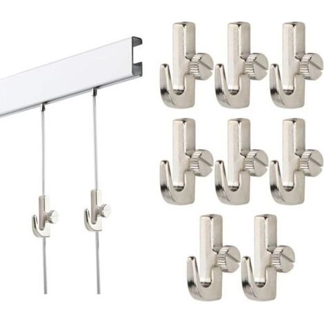 Set mit 10 Mini-Bilderleistenhaken in Silber zum Aufhängen von Bildern und an Schienen, ideal zum Aufhängen von Kunstwerken und Rahmen (1/5)