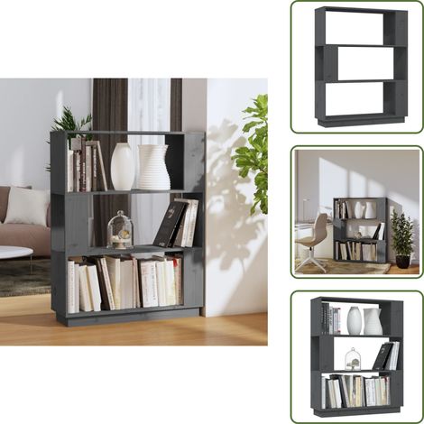 Bibliothèque/Séparateur de pièce Gris 80x25x101 cm Pin massif - Bibliothèque - Bibliothèque Design - Meuble Rangement - Étagère - Séparateur De Pièce (1/5)