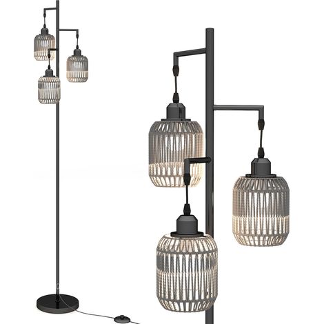 COSTWAY Lampada Terra Pavimento Piantana Interruttore Pedale 3 Paralumi E27 Design Luminoso Elegante Moderno Vinatge Industriale Alto Grande Albero Salotto So (1/5)