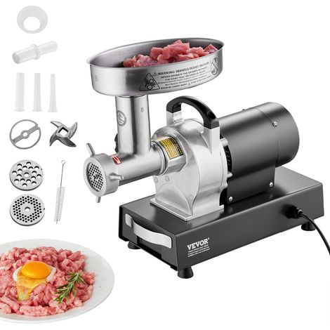 Hachoir à Viande Électrique Capacité 2,7 kg/min, Hachoir Électrique Commercial de Comptoir, Poussoir à Saucisses en Acier Inoxydable, avec Lame et Plaque de Broyage, pour Cuisine et Restaurant (1/5)