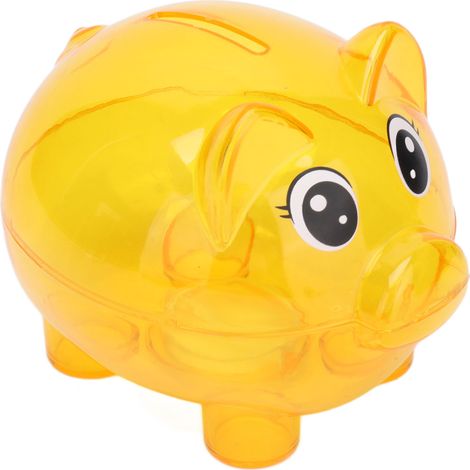 Cochon tirelire transparent en plastique pour enfants, grande taille, design cartoon, économiseur de pièces de monnaie (1/5)