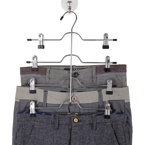Hosen- und Rockbügel mit rutschfesten Clips – Maxi 4-teilig – Für 4 Hosen/Röcke/Jeans/Shorts (1/5)