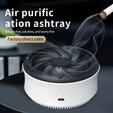 Cendrier purificateur d'air rechargeable USB, élimine la fumée et les odeurs pour voiture et bureau(Blanc) (1/5)
