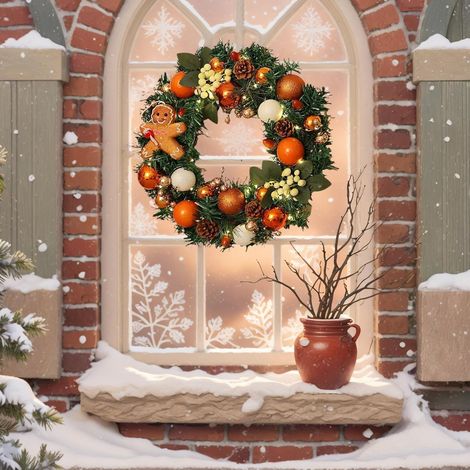 Couronne de Noël Extérieur - Décoration Maison Couronne Pain d'Épice 40 cm (1/4)