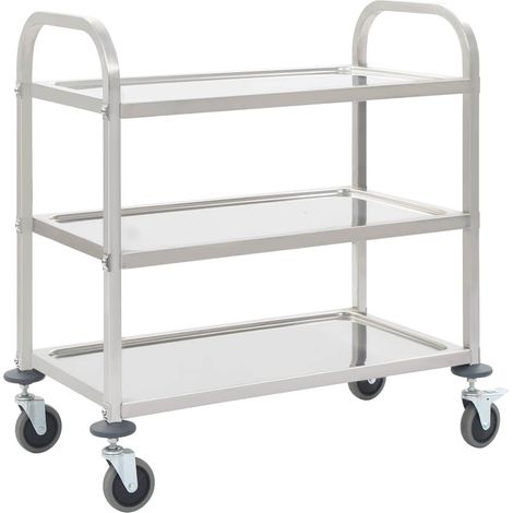 vidaXL 3-Tier Kitchen Trolley 95x45x83,5 cm Stainless Steel (1/5)