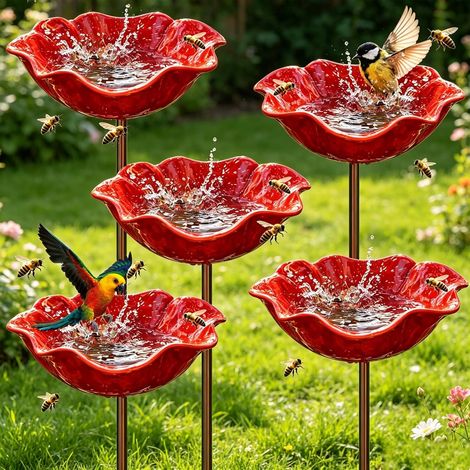 Bain D’Oiseaux,5 Pièces Abreuvoir Oiseaux,Bain pour Oiseaux,Mangeoire Oiseaux,Bassin pour Oiseaux,Deco Jardin Exterieur,pour Insectes et Papillons,Décoration Jardin Terrasse (1/5)